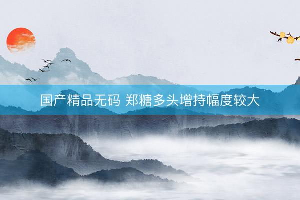 国产精品无码 郑糖多头增持幅度较大