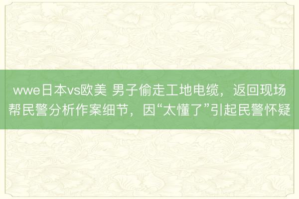 wwe日本vs欧美 男子偷走工地电缆，返回现场帮民警分析作案细节，因“太懂了”引起民警怀疑