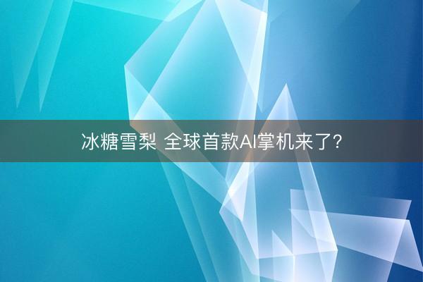 冰糖雪梨 全球首款AI掌机来了？