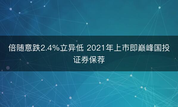 倍随意跌2.4%立异低 2021年上市即巅峰国投证券保荐
