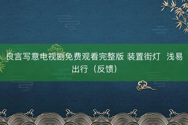 良言写意电视剧免费观看完整版 装置街灯  浅易出行（反馈）
