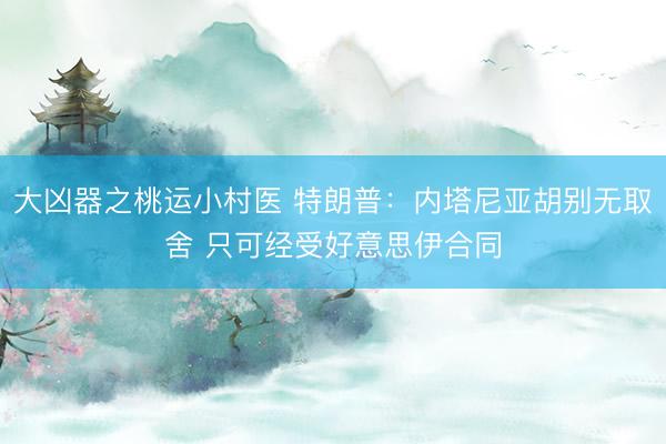 大凶器之桃运小村医 特朗普：内塔尼亚胡别无取舍 只可经受好意思伊合同