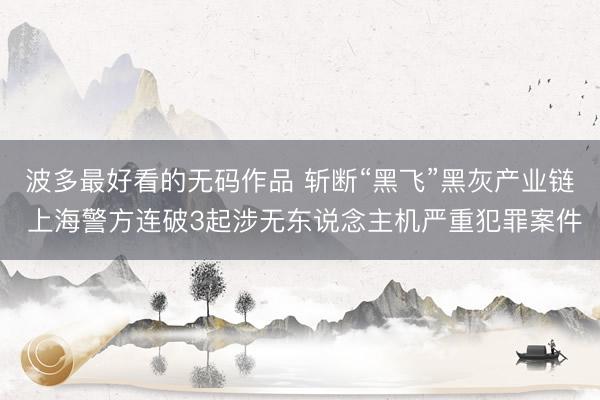 波多最好看的无码作品 斩断“黑飞”黑灰产业链 上海警方连破3起涉无东说念主机严重犯罪案件